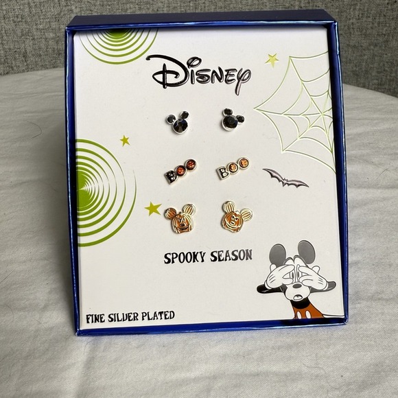 Disney Jewelry - Disney Spooky Season Halloween Fine‎ Silver Plated Stud Earrings Set Of 3 Boo
